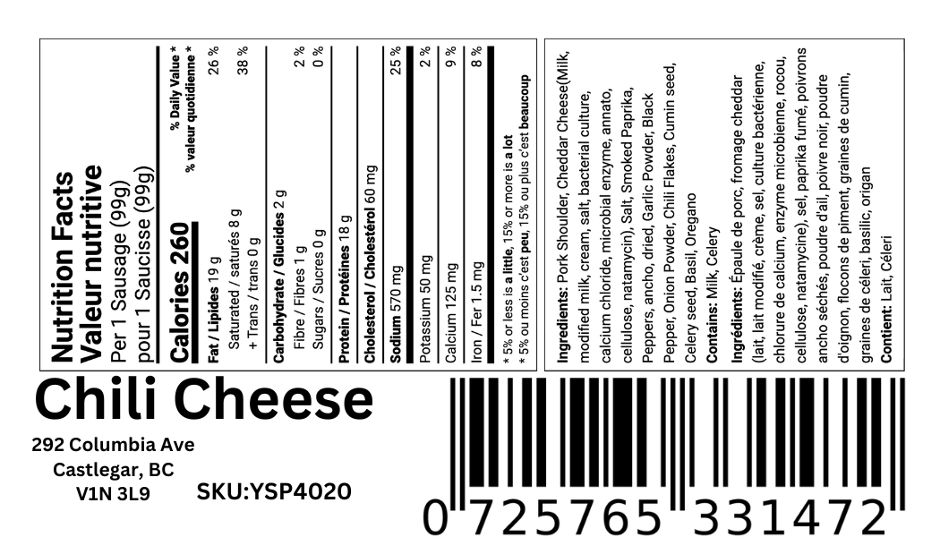 Chili Cheese Sausage