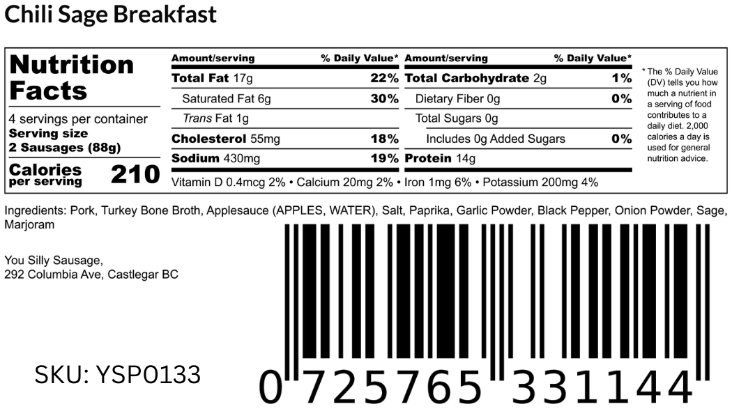 Chili & Sage Breakfast Sausages