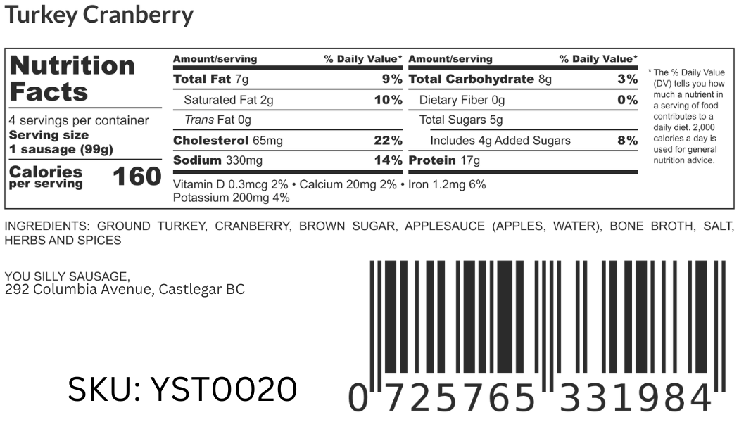 Turkey Cranberry Sausages