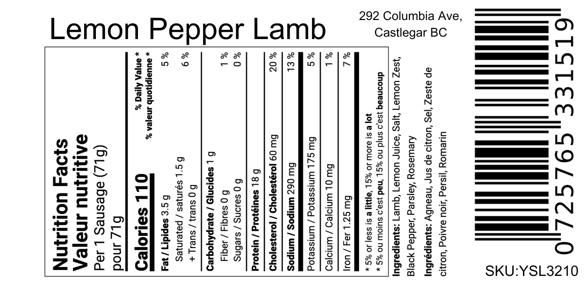 Lemon Pepper Lamb Sausage