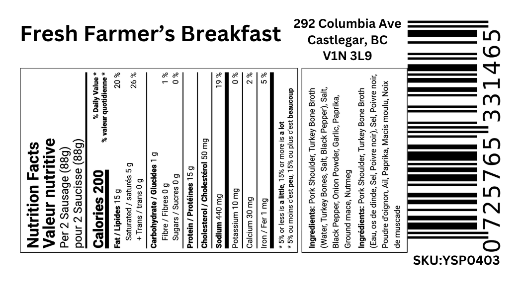 Fresh Farmers Breakfast Sausage