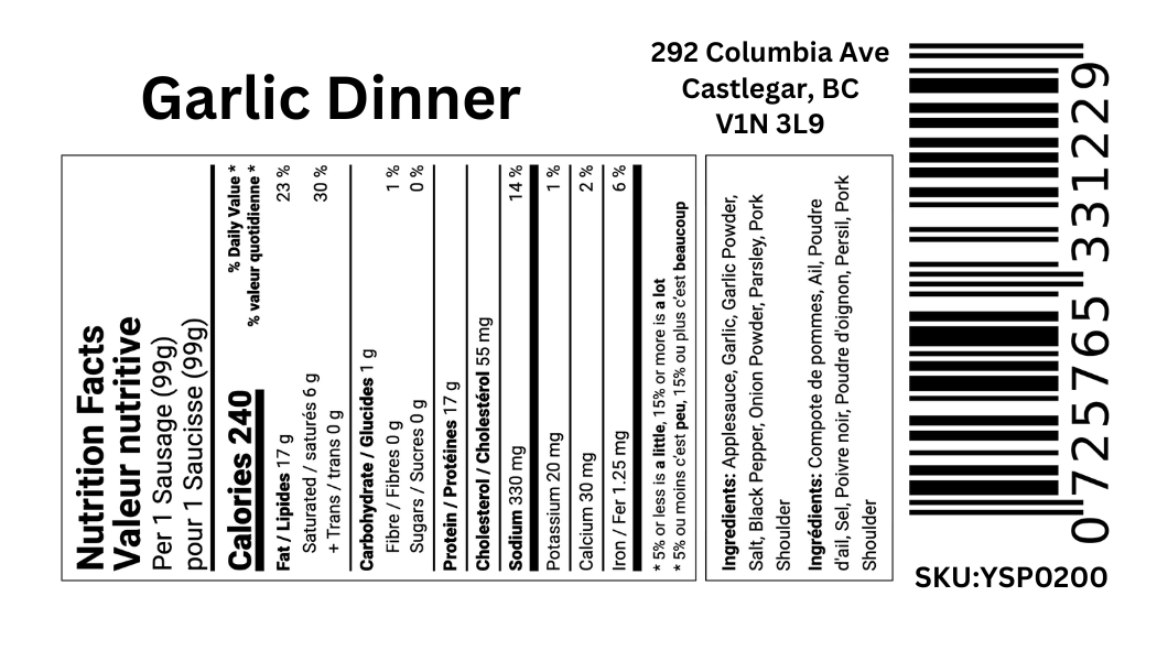 Garlic Dinner Sausage